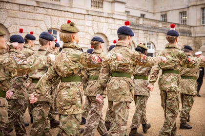Cadet marching at Horse Guards Parade in London for Remembrance Sunday