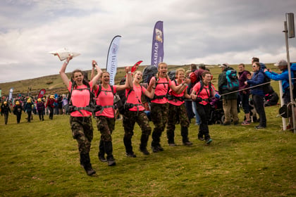 Group of cadets reaching finish line at Ten Tors
