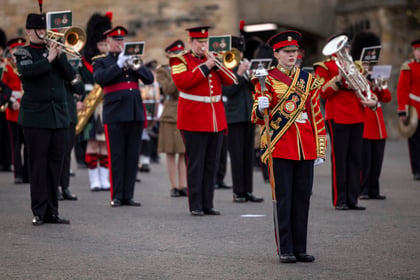 Cadets playing instruments at Beating Retreat