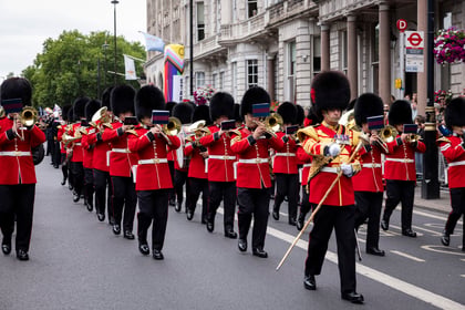 Marching Military Band playing at Pride in London