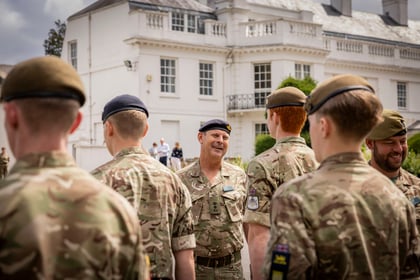 Col Thorne speaks with cadets at Champion Cadet Competition