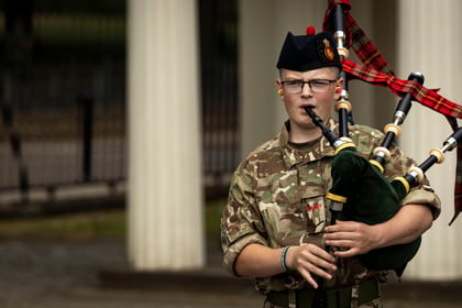 Cadet playing the bagpipes