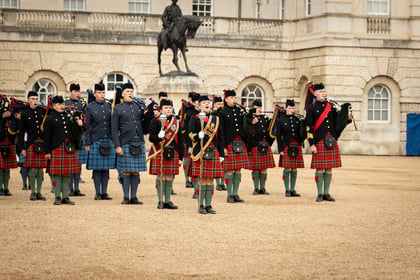Scottish cadets line up at Horse Guards waiting to perform at the Military Music Spectacular