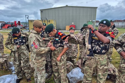 Cadets from the International Exchange get ready for fieldcraft