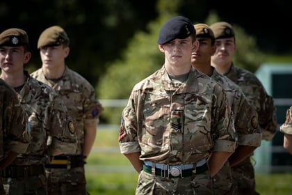 Cadets stand at ease during Master Cadet final parade