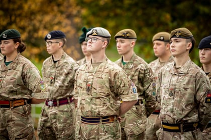 Cadets stand at attention
