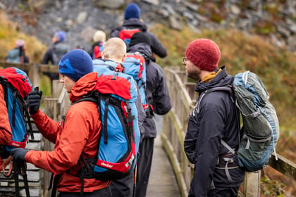 Group of walkers get ready for walking activity
