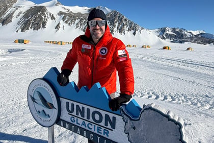 Jordan Wylie arrives at Union Glacier base camp