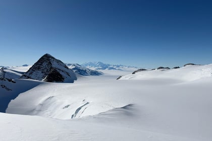 Pristine snow on top of a mountain in Antartica