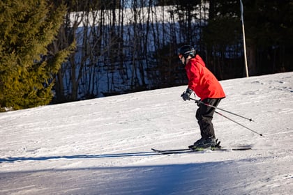 Adult Volunteer learning to ski in Bavaria
