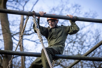 Male cadet on obstacle course