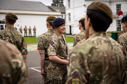 Instructor chatting with cadets at the Master Cadet Course Final Parade