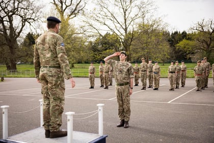 Cadet salutes the CO of CTC Frimley Park
