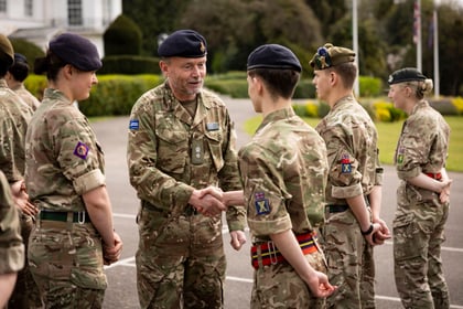 CO of Frimley Park shakes hands with cadets on Master Cadet Course Final Parade