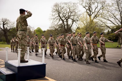 Cadets march past the CO of Cadet Training Centre Frimley Park