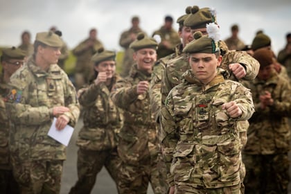 Cadets do drill at Cadet Cambrian Patrol 2026 presentation