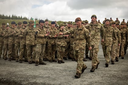 Cadet team march at Cadet Cambrian Patrol 2026 presentation