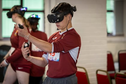 Male cadet using VR