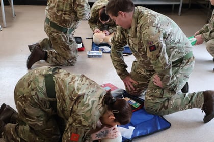 Cadets undertaking first aid training