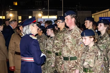 Lord Lieutenant of Essex inspects a parade of Army Cadets.