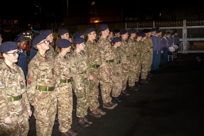 Cadet on parade outside the Joint Cadet Centre in Southend during its opening ceremony.