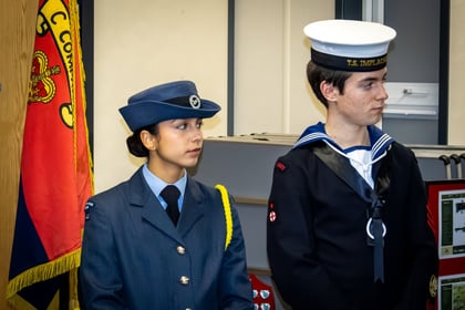 Air cadet and Sea cadet stand side by side in formal uniform