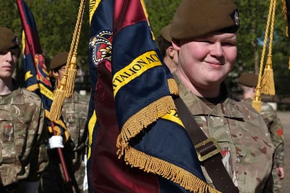 Cadet with banner