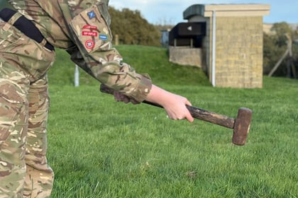 Cadet with a hammer