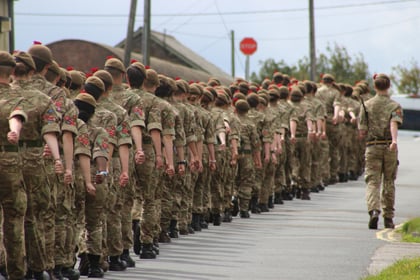 Battalion of cadets marching away