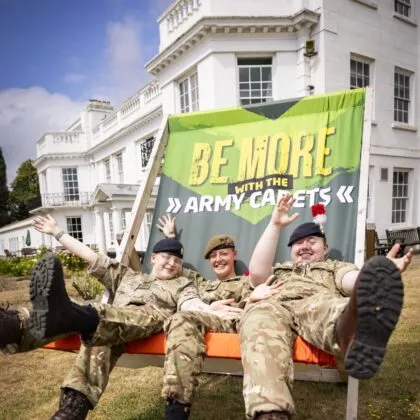 Adult volunteers on deck chair at Frimley CTC