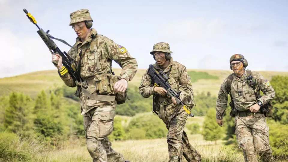 Cadets in the field running