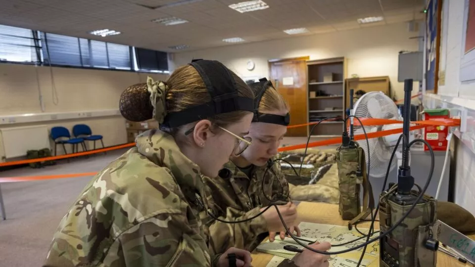 Cadets using radios
