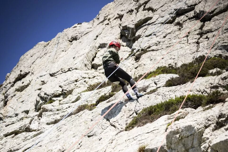 Two cadets doing rock climbing