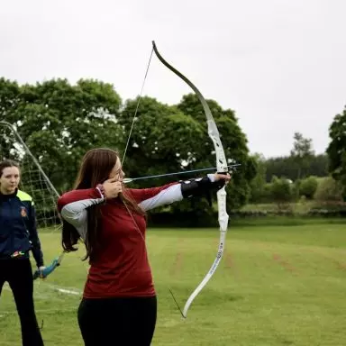 Cadets taking aim at their archery targets